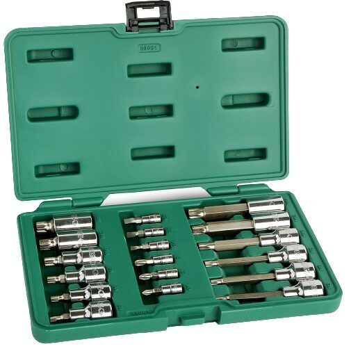 Muciņu komplekts ar ieliktni 1/4" + 1/2" (SPLINE) 18gab. SATA  S09051