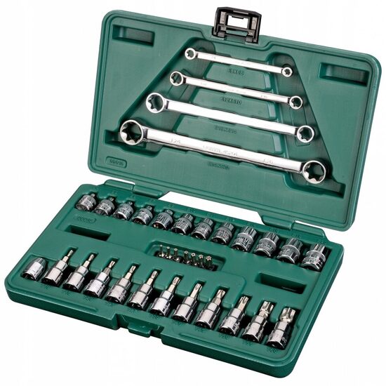 Muciņu un atslēgu komplekts E-TORX 1/4" + 3/8" (35gb.) SATA : S09010