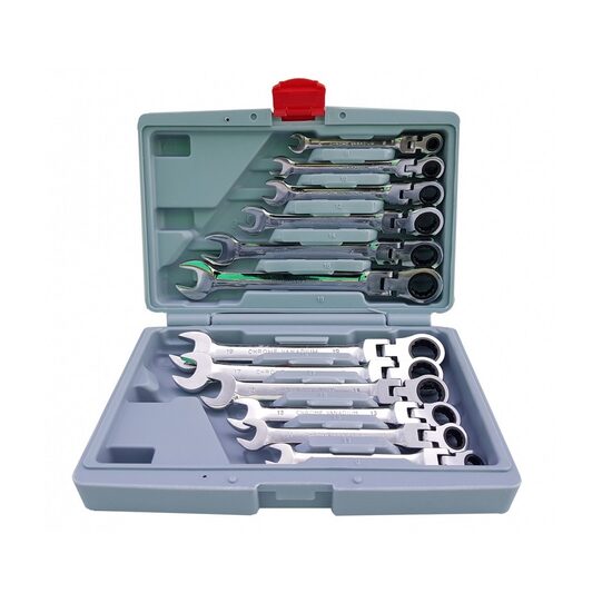 Sprūdrata uzgriežņu atslēgu komplekts | plastmasas kaste  8-19 mm  12 gab. (SK5300)
