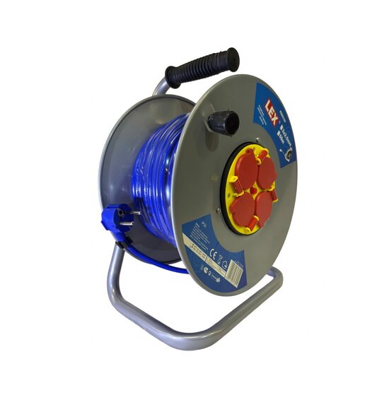 Pagarinātājs ar spoli 4 hermētiskas ligzdas | 3x2,5mm2 | 50 m (EG-0060)