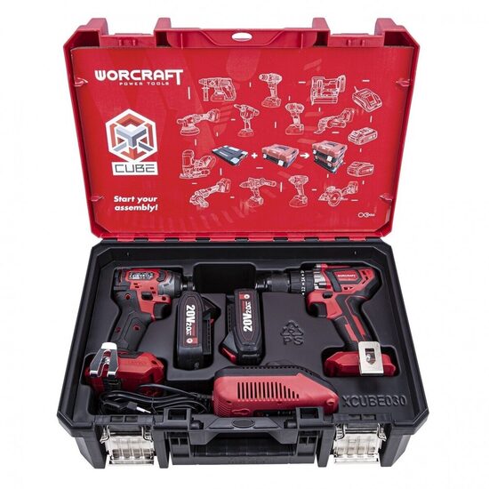 Litija jonu trieciena akumulatora driilu un triecienskrūvgriežu komplekts (BMC) WORCRAFT XCUBE030