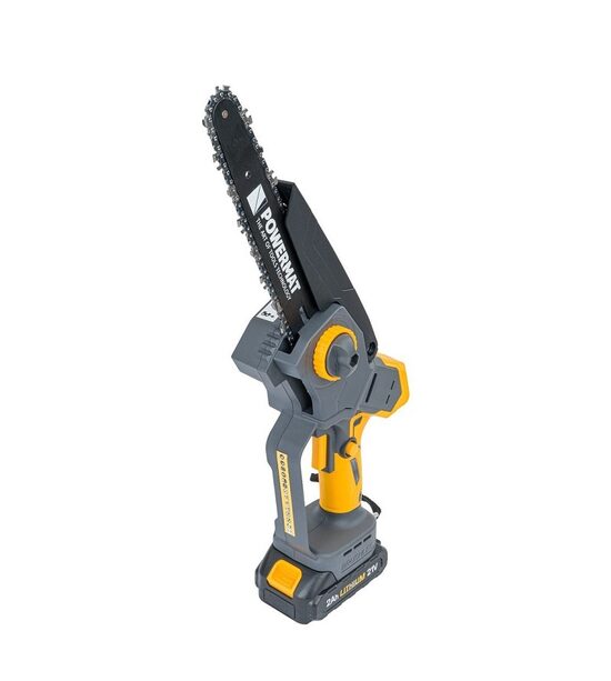 Mini akumulātora ķēdes zāģis ar ķēdes eļļotāju 8" (24 cm), 2 x Li-ion 21V-2Ah no Powermat (PM-MPA-2AHM)