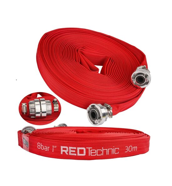 Ugunsdzēsības šļūtene 1" 30M 8 BAR Red Technic RTWS0066