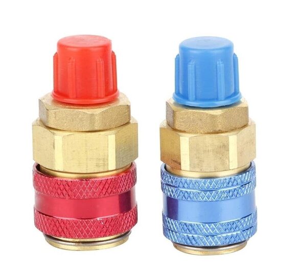 Ātrās atvienošanas savienojums AC R134A (vara) 1/4" ārējais ports augsts/zems (2gab.)