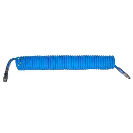 Spirālveida gaisa šļūtene PU Ø8x12mm, 15m ar ātrajiem savienojumiem